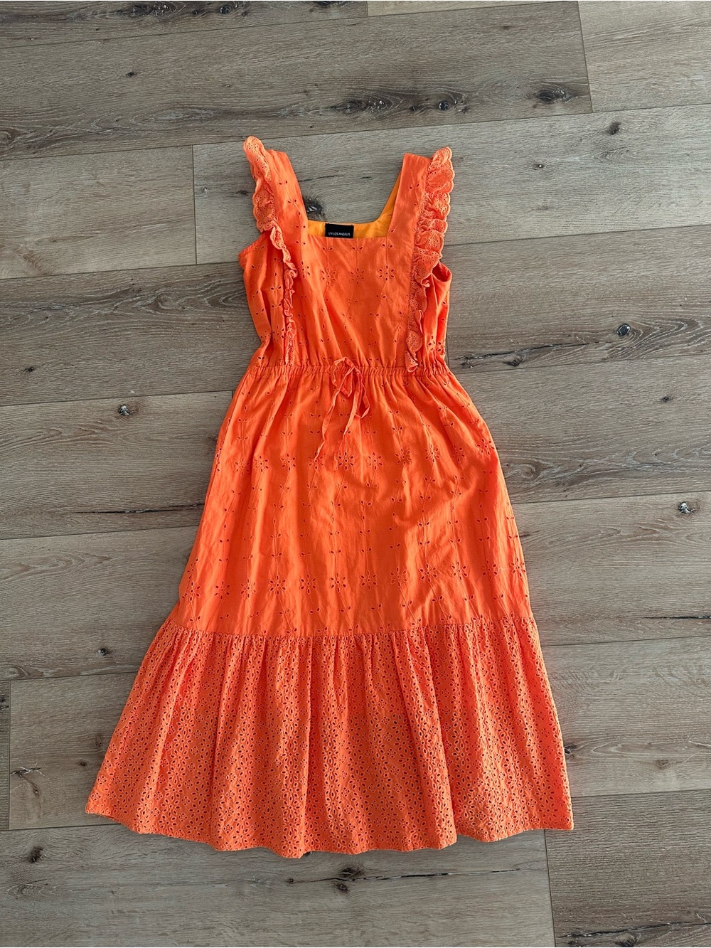 LIV Orange Eyelet Cottagecore Dress Cotton